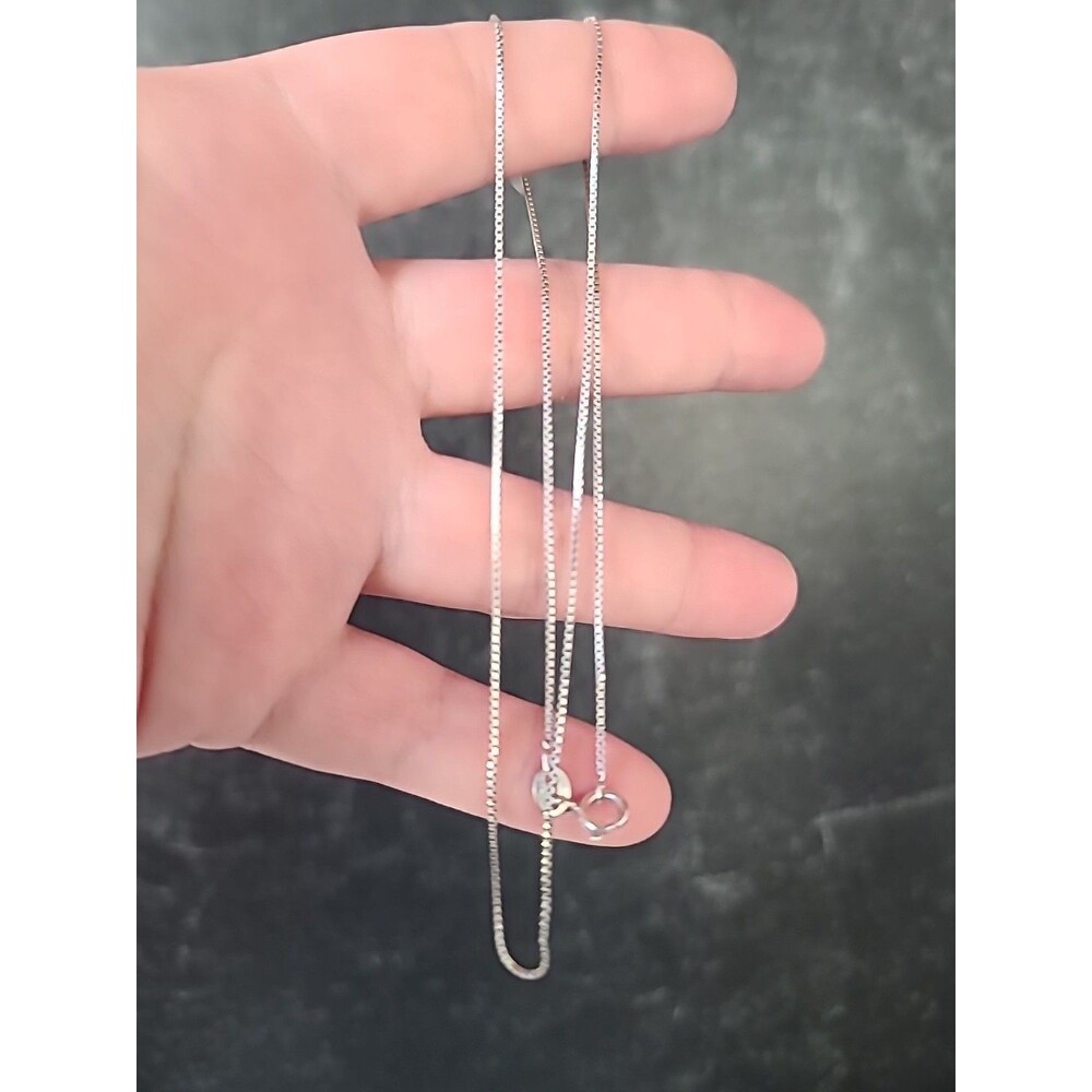 Italian 925 Sterling Silver Box Chain Necklace Vintage READ Description
